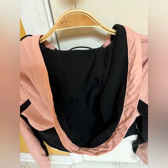 HOLLISTER XS pink/black/white Windbreaker 1/4 Zip Fleece Lined Hoodie - Picture 6 of 11